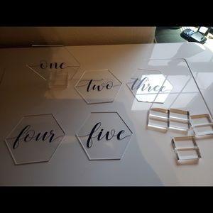 Acrylic Hexagonal Table Numbers for Wedding, Birthday, Parties